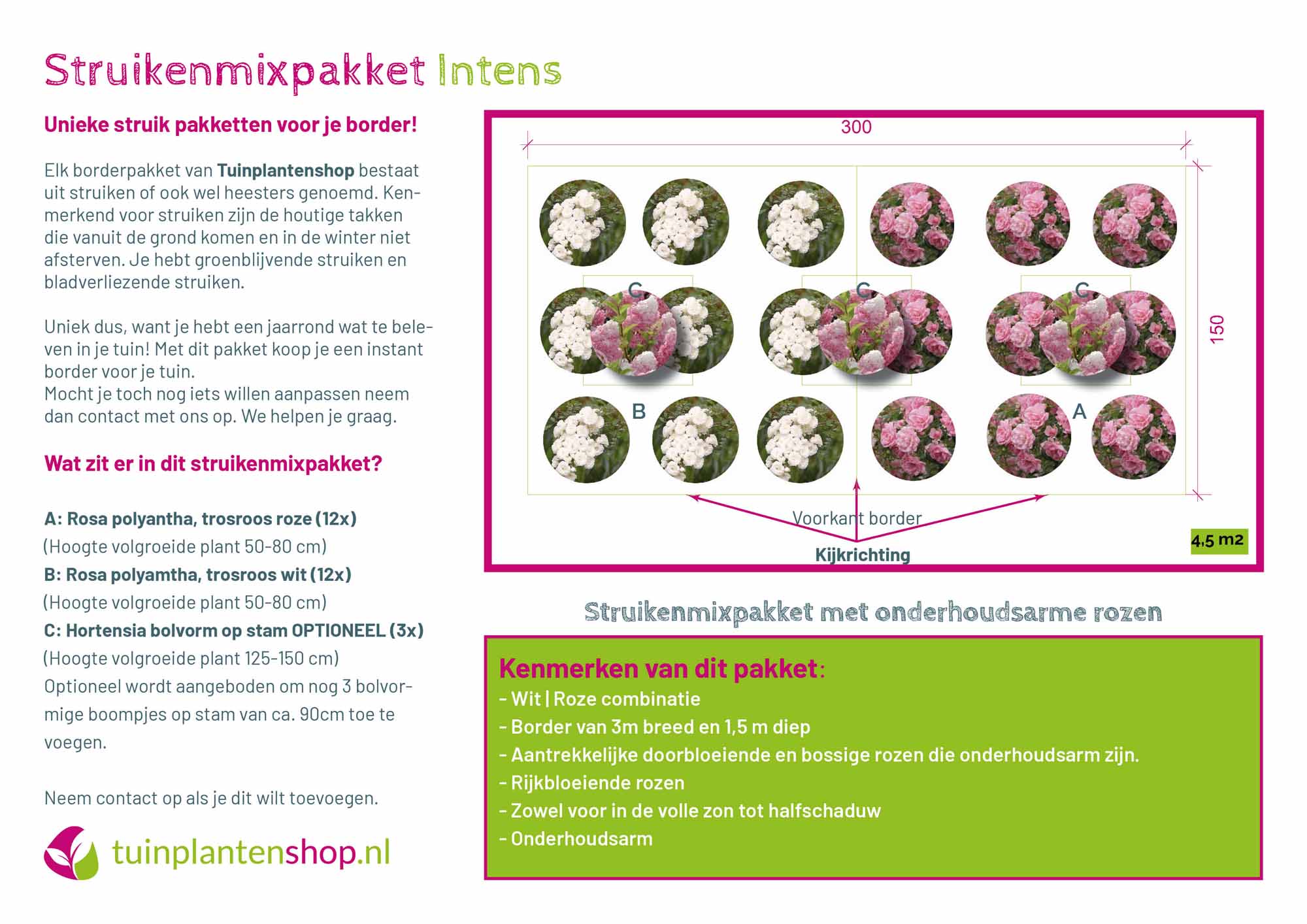Struikenmixpakket Intens | Struiken borderpakket | plantenpakket met heesterrozen