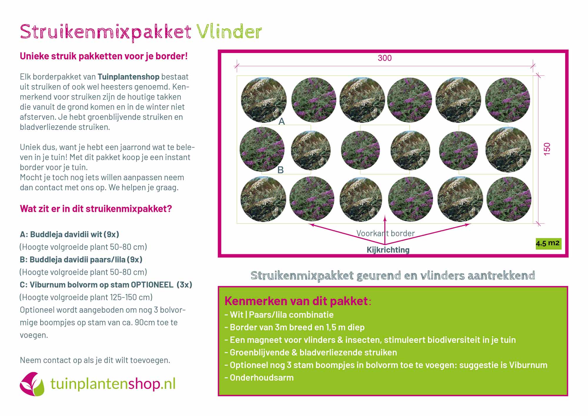 Struikenmixpakket Vlinder | Struiken borderpakket | plantenpakket Paars, Wit