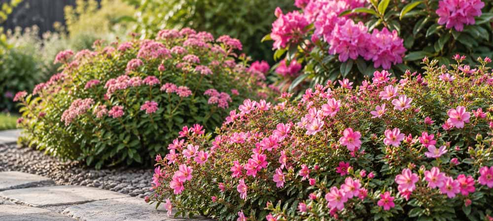 laagblijvende roze bloeiende struiken
